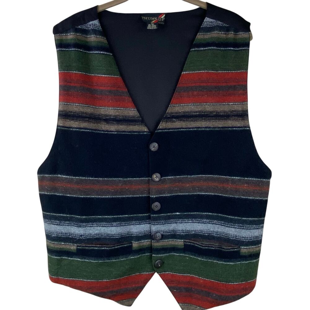 Vintage Wool Striped Vest Size XL Southwest Western